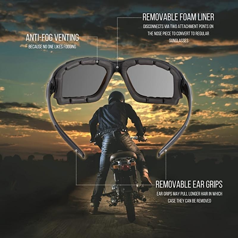 3 Pair Motorcycle Riding Glasses Padding Goggles UV Protection Dustproof Windproof Motorcycle Sunglasses for Outdoor2