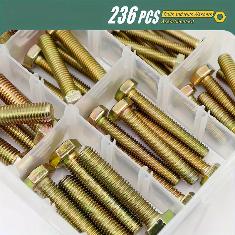 236pcs M6M8M10 heavy bolt classification kit Grade 8.8 alloy steel Hex screw nut and washer sleeve.-636pcs Grade 8 bolt classifi