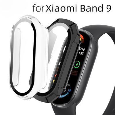 Чехол+стекло для Xiaomi Mi Band 9 PC Универсальный защитный бампер от царапин + Защитная пленка для экрана для Mi Band 9 Аксессуары