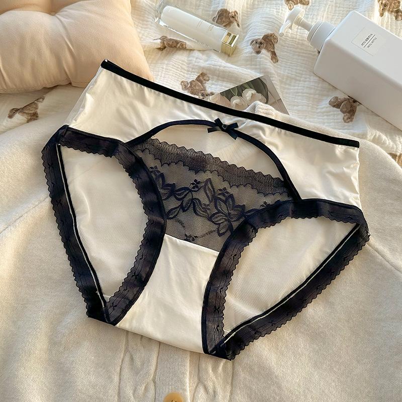 Плюс Размер Женщины Сексуальные Гормоны Кружевной Край Чистое Желание Выдалбливают Трусики Средней Талии