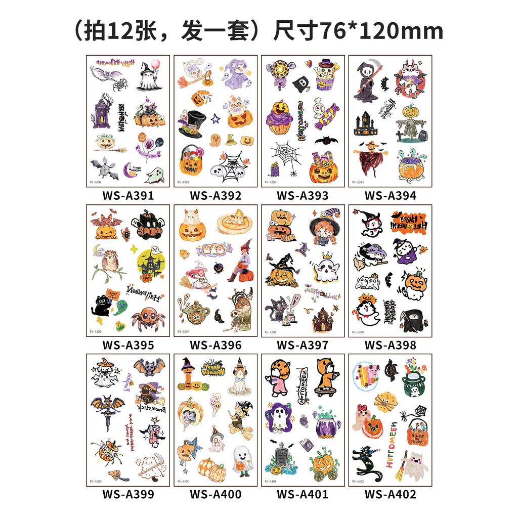 New children's Halloween tattoo stickers, fun, funny, cute, waterproof and sweatproof, suitable for parties and gatherings