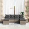 Garden Sofa Set with Cushions 6 pcs Grey Poly Rattan