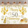 50th Anniversary Celebration Banner Photography Backdrop Adult Birthday Party Family Gathering Decoration Photography Backdrop