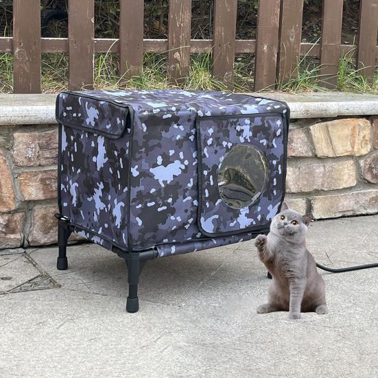 Отапливаемый домик для кошек, открытый, большой, защищенный от непогоды, зимний утепленный домик для кошек с дверью для побега, водонепроницаемый, теплый дом для диких бродячих кошек и кроликов