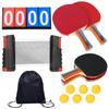 Nullie Table Tennis Set, Ping Pong, Expandable Net, 4 Rackets, Doubles, 13-Piece Set