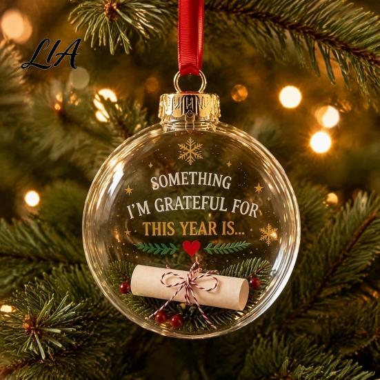 Indoor Outdoor Xmas Hanging Ornaments 3D Clear Ball Christmas Ornament, Holiday Message Keepsake, Acrylic Decorations for Bedroom Windows Tree