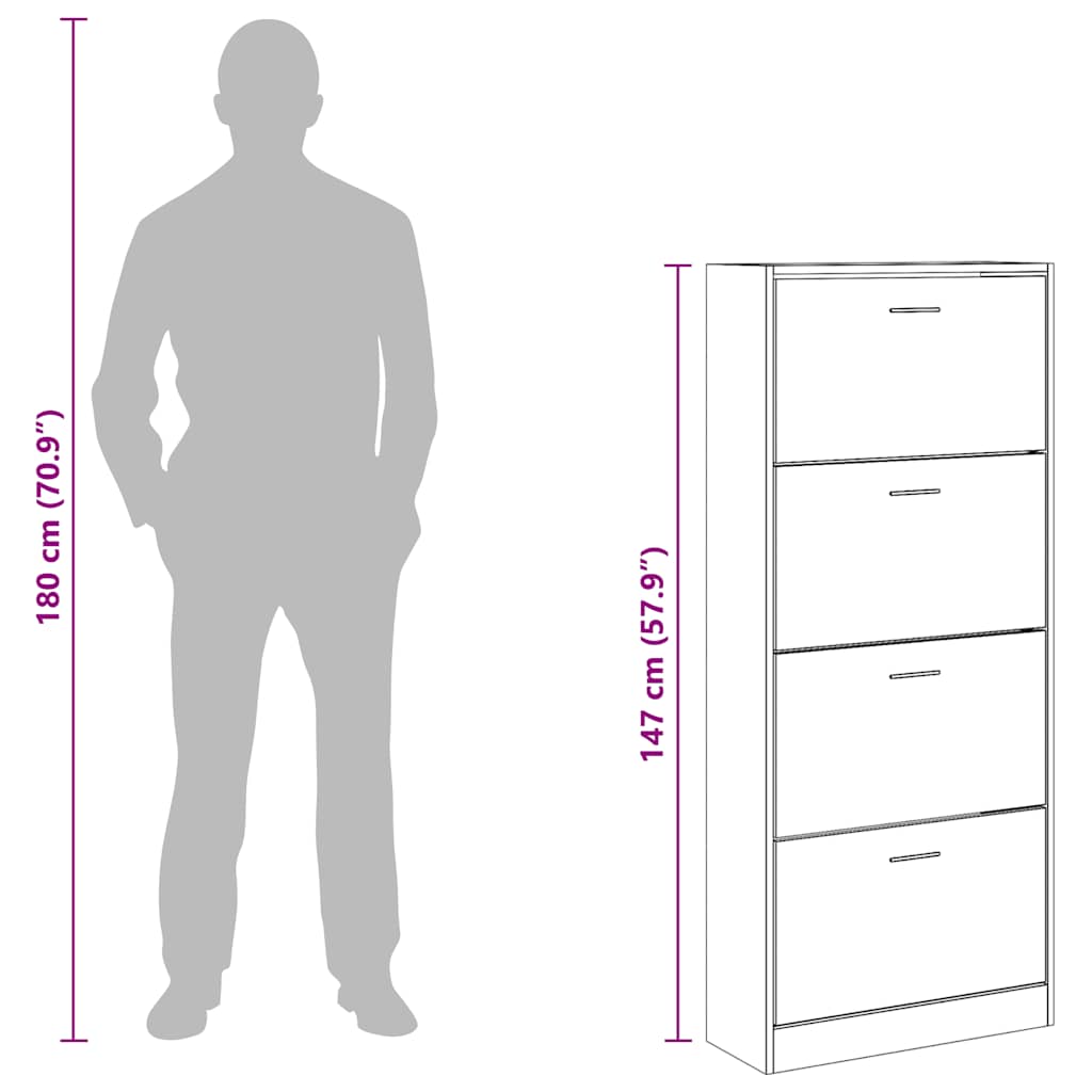Shoe Cabinet in Sonoma Oak Finish 63 x 24 x 147 cm Engineered Wood