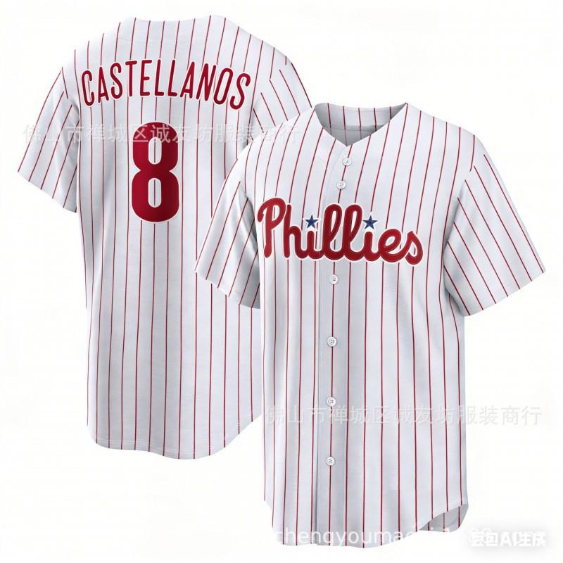 Embroidered Baseball Jersey Philadelphia Phillies 8 Castellanos Unisex Cap Fans Fall Winter Wear