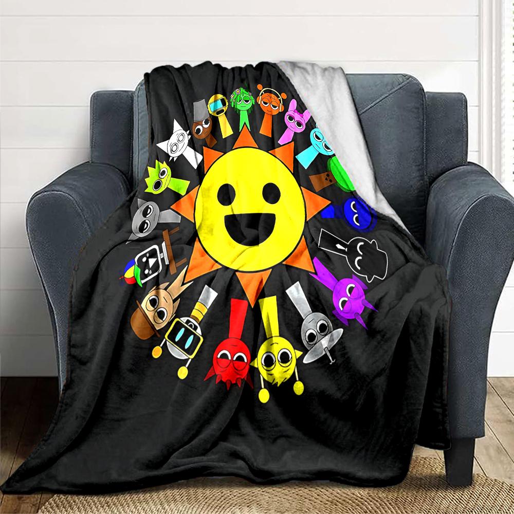 1Pc Colorful Sprunki Characters Blanket For Couch Bed Plush Cozy Fuzzy Blanket Super Soft Warm Blankets For Fall And Winter 0918293