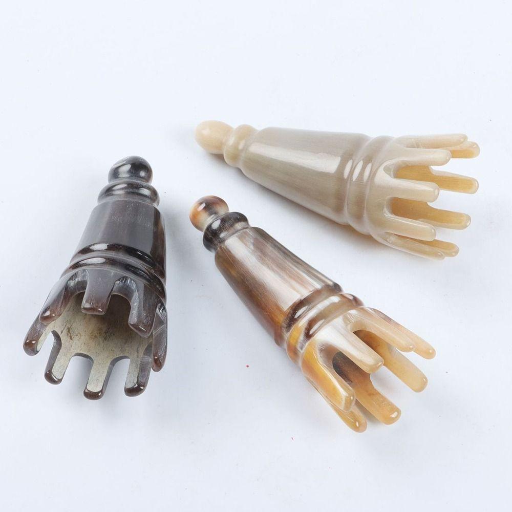 Scalp Massager Brush Long Pointed Shampoo Comb Scrapping Head Buffalo Horn Meridian Comb Hair Wash