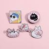 Pearl Cat Enamel Pins Funny Oil-Painting Kitten Brooches Lapel Badges For Women Men Cute Cartoon Animal On Backpack Jewelry Gifts #468707