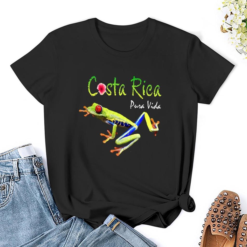 Коста-Рика Pura Vida Travel Souvenir Vacation Frog Nature Футболка Большие размеры Топы Футболки Белые футболки для женщин