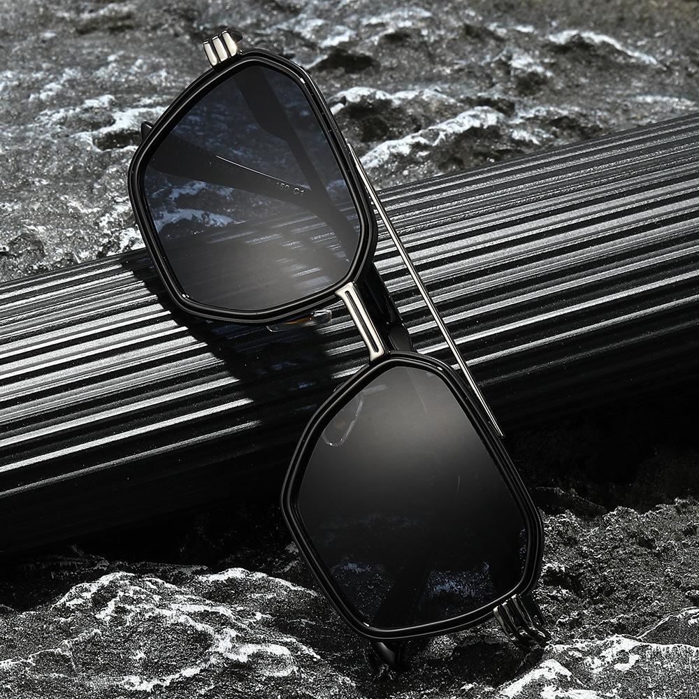 New European and American fashion square large frame polarized sunglasses men's and women's double beam outdoor sunglasses