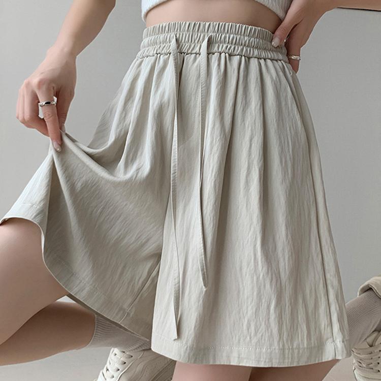 Летние свободные женские шорты из хлопка и льна, повседневные прямые короткие брюки в стиле Харадзюку, широкие шорты до колена с эластичной резинкой на талии, женские шорты
