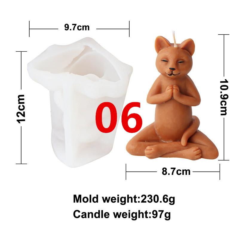 Yoga Animal Silicone Mold 3D Pug Prayer Meditating Rabbit Mould Praying Turtle DIY Mold Scented Candle Pet Plaster Resin Mold