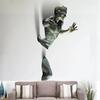 Imitation Copper Wall Decor Abstract Character Resin Rock Climbing Man Statue Sculpture Background Wall Art 3D Through Wall