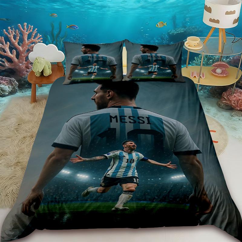 Duvet Cover Juego De Cama Lionel Messi, Juego Funda Nórdica Estrella De Fútbol, Juego Funda Edredón Doble Tamaño Para Decoración