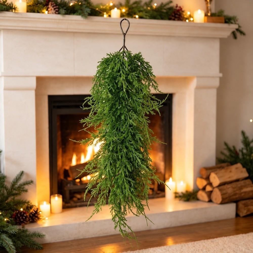With Red Berries & Pine Cones Christmas Teardrop Door Swag DIY Hanging Door Greenery Front Door