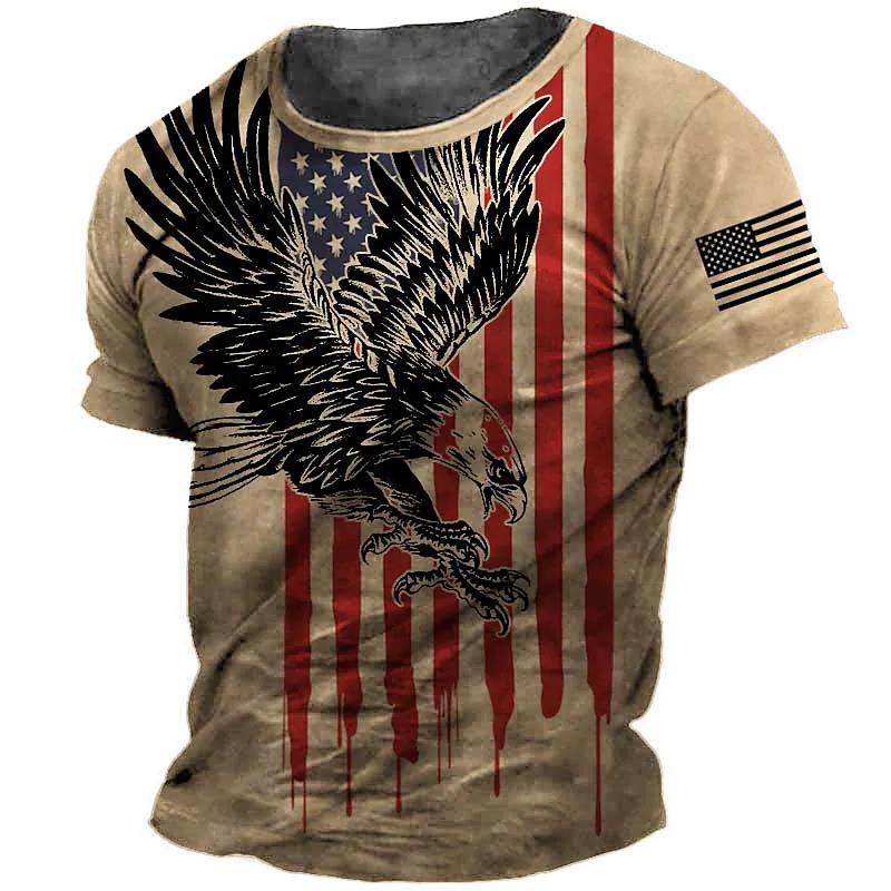 Eagle Print Casual Shirt | Men Shirt Print Eagle | Men Tee Shirt Eagle - Vintage Print