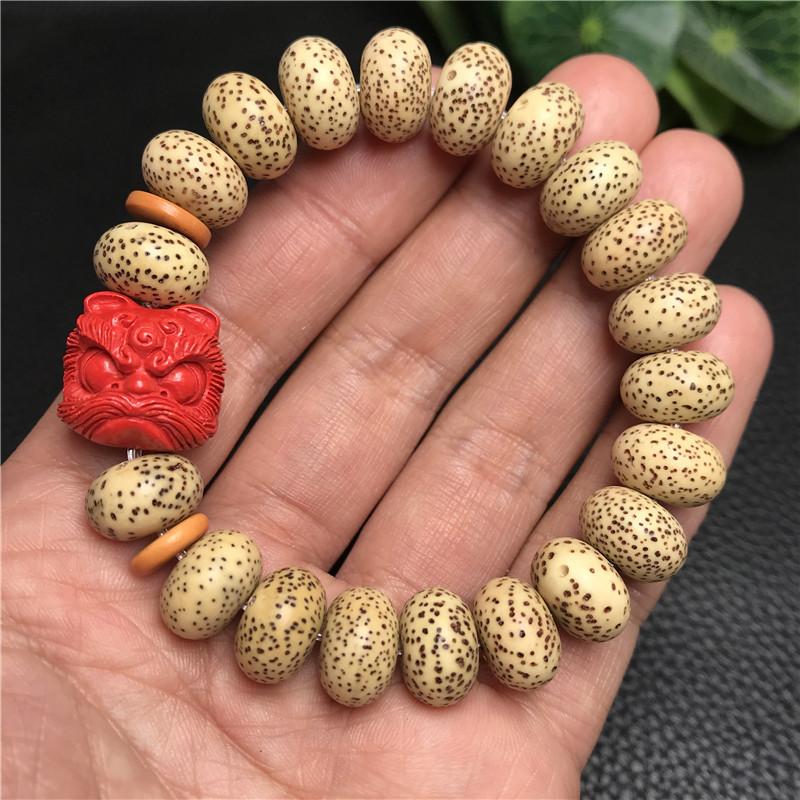Натуральный фиолетовый и золотой песочный лев с бусами Xing Yue Bodhi Abacus, киноварные бусины Будды, ручная веревка