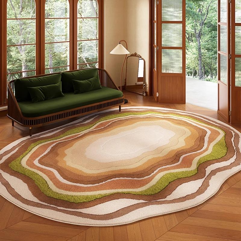 Зеленый ковер для гостиной Неправильной формы Короткий вельветовый Нескользящий напольный коврик Ковер для спальни Прикроватный ковер Цветочный Ретро Домашний декор Teppich Alfombra