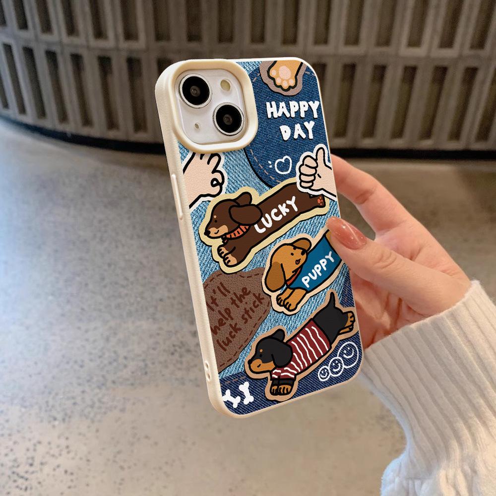 Оригинальный чехол для мобильного телефона с изображением щенка таксы, подходящий для Apple 16, iPhone 15/14plus, все включено, 12, защита от падения, 11, силикон