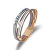 Bohemian Multi-Layer Leather Beaded Bracelet Handmade Metal Beads Magnetic Clasp Cuff for Women