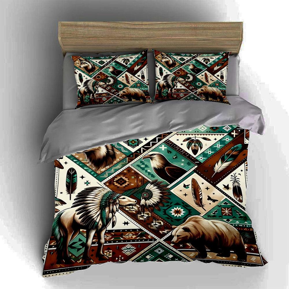 Animal tribal motifs Bedding Duvet cover sets Duvet covers Pillowcases gifts (1 * Duvet Cover 2 * Pillowcases, without duvet insert)
