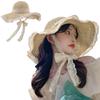 Womens Wide Brim Straw Hat With Chin Strap Foldable Summer Hat Straw Beach Hat Big Floppy Sun Hat Uv Protection Hat
