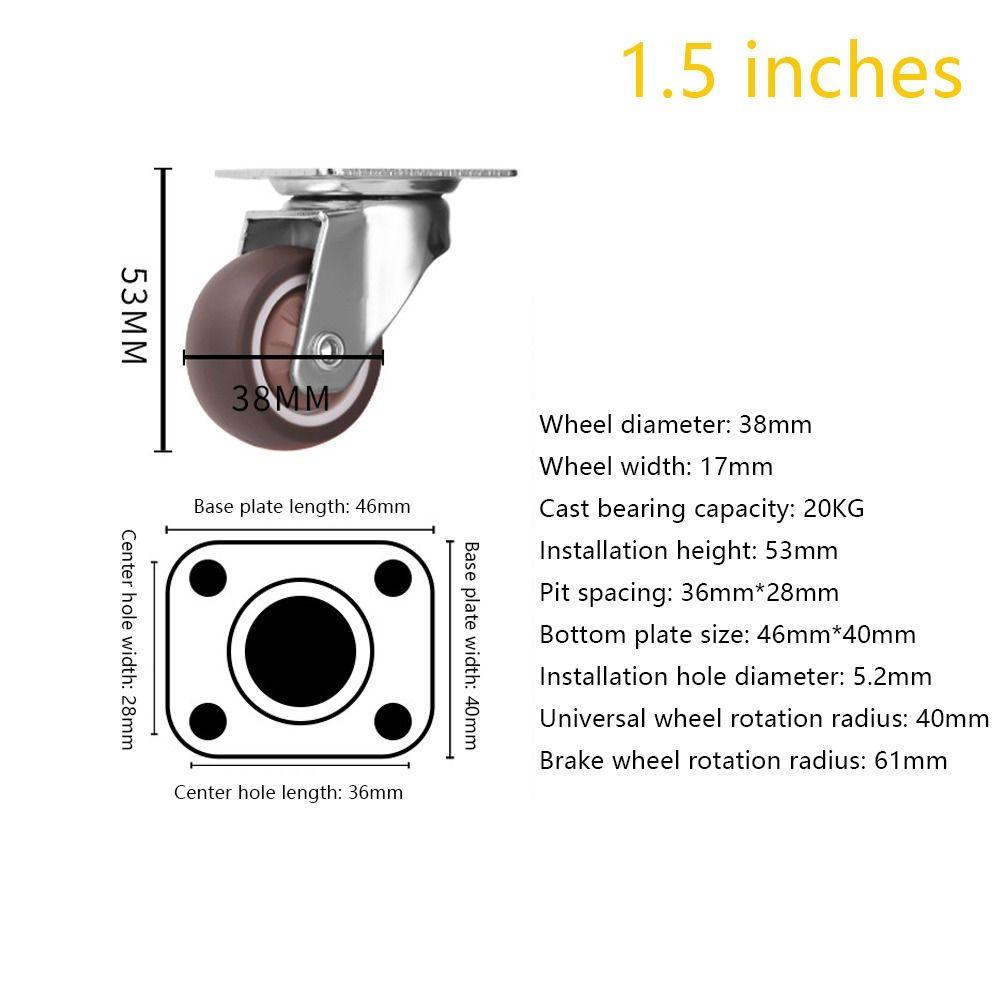 4PCS TPE Rubber Furniture Castor 1.5" / 2" Wheel Rubber Castor  for Baby Bed