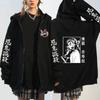 Women's Fashion Zipper Sweater Japanese Anime Hoodie Demon Slayer Pattern Printed Sweatshirt Autumn/Winter Warm Long Sleeve Coat