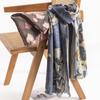 Spring And Autumn Ethnic Style Big Flower Fresh And Sweet Scarf With Herringbone Pattern, Thick And Soft Texture, Shawl Print Scarf
