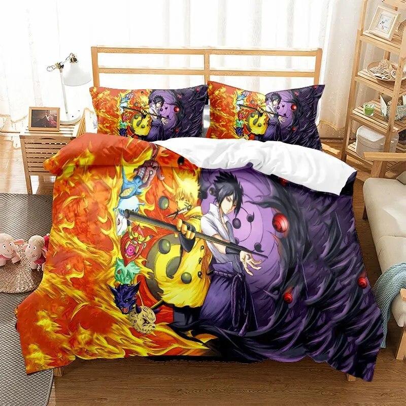 Naruto Series Three-piece Duvet Cover Digital Printing Brushed Two-piece Set Children's Cartoon Anime Quilt Cover
