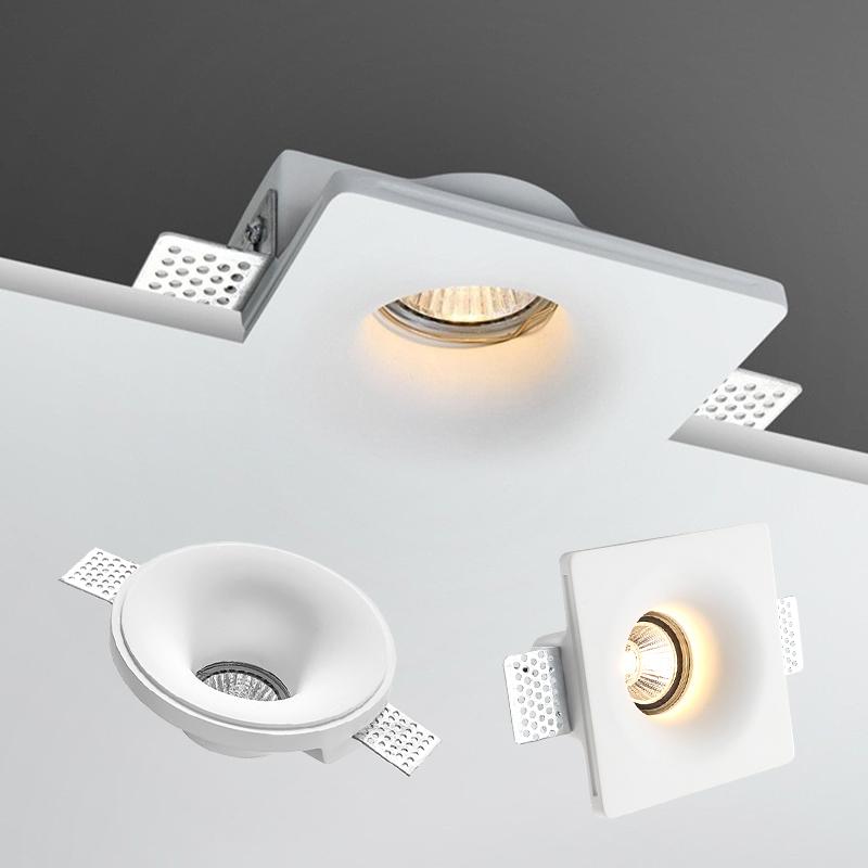 Встраиваемый светильник из гипсовой трубки GU10 LED, антибликовый, встраиваемый безрамный точечный светильник для гостиной, спальни, прохода, потолочный светильник