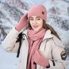 Мягкая зимняя шапка 3 в 1 Длинный вязаный шарф Модная шапка-бини Комплект: шапка, шарф, перчатки для холодной погоды