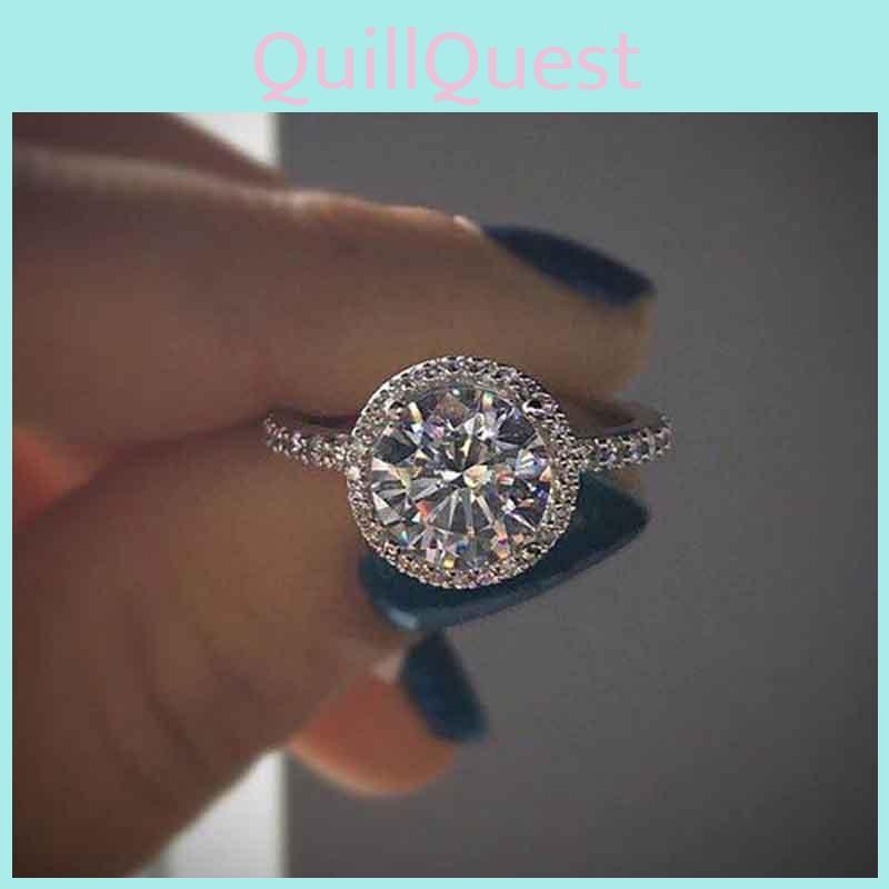 Ослепительное белое роскошное кольцо с полным покрытием из стразов и микро-вставками с серебряным покрытием