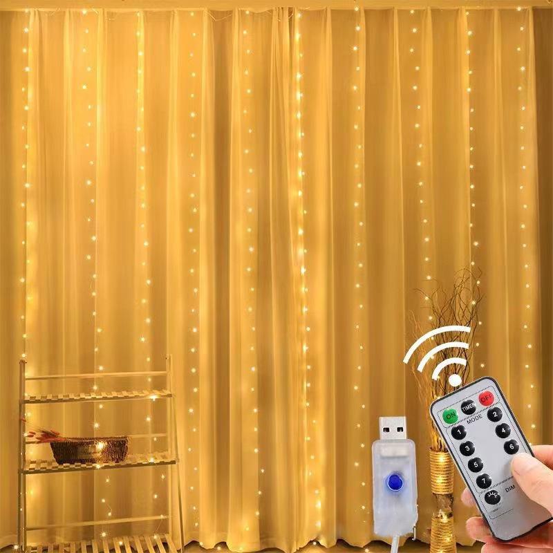 USB-пульт дистанционного управления, медный провод, сосулька, занавес, гирлянда - рождественское праздничное украшение с цветными огнями и дистанционным управлением