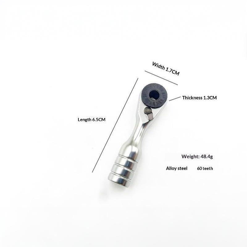 Mini Ratchet Wrench 1/4 Inch 60 Tooth High Precision Lightweight Small Metal Tool for Furniture Assembly Repairs
