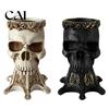 Unique Flower Vessel Gothic Skull Vase, Spooky Resin Head Statue, Halloween Table Centerpiece Distressed Crafts Retro for Home Shelf Mantel Decor