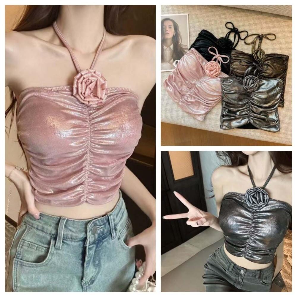 Spice Girls Socialite Style Corset 3D Rose Flower Decoration Crop Tops Suspender Vest Travel