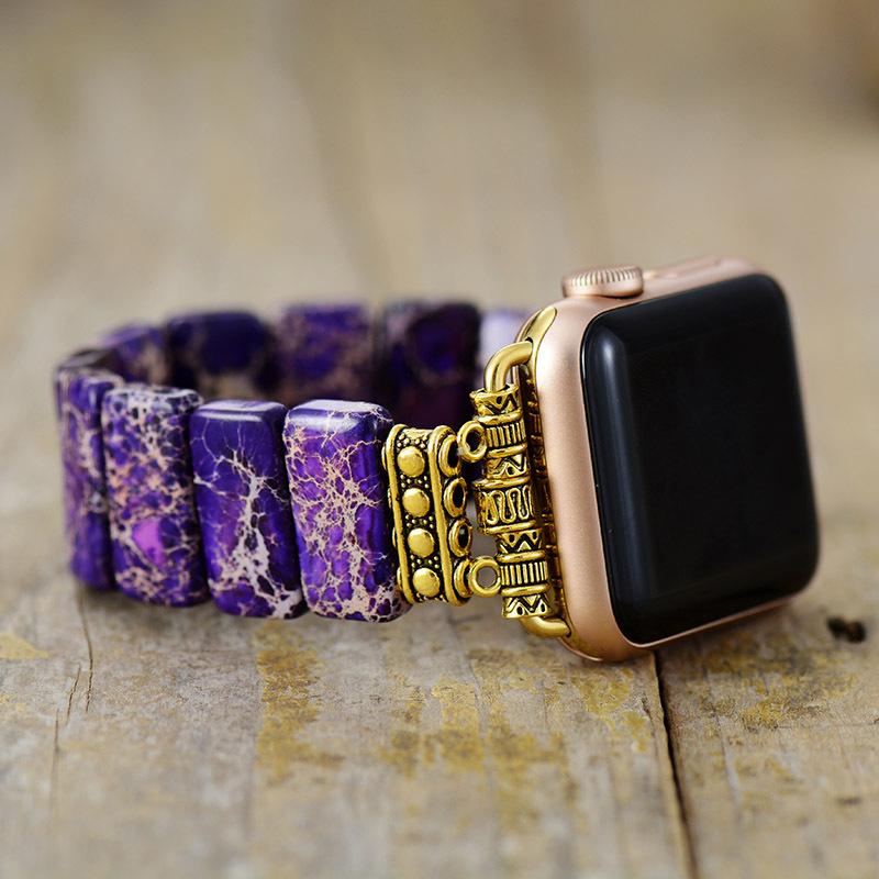 TEMU Императорский Камень Эластичный Ручной Ряд Apple Watch с Браслетом Умный Браслет Украшения Браслет Украшения