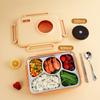 304 Stainless Steel 1.5L Camera-Style Bento Box for Students And Adults, Five Compartments, Double-Layer, Heat-Resistant (Orange) GK-550KC