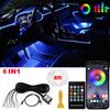 LED Car Interior Ambient Strip Lights RGB Fiber Optic Atmosphere Neon Lighting Kit W/ APP Remote Control Auto Decorative Lamps