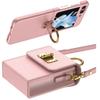 Case for Samsung Galaxy Z Flip7 FE / Z Flip6, Finger Ring, with Strap, Pink