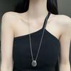 Large Oval Long Sweater Chain Metal Smooth Glossy Droplet Pendant  Autumn Winter