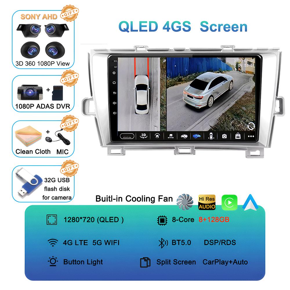 Android 14 для Toyota Prius XW30 30 2009-2015 GPS стерео автомобильное головное устройство QLED навигация без 2DIN автомобильного радио мультимедийный проигрыватель DVD