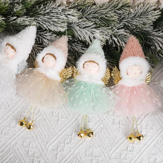 Рождественский Ангел Девушка Висячие Украшения Золотое Крыло Плюшевая Остроконечная Шляпа Тюлевая Юбка С Блестками Колокольчик Длинные Ноги Праздничная Рождественская Елка Девушка Кукла Подвеска Дети