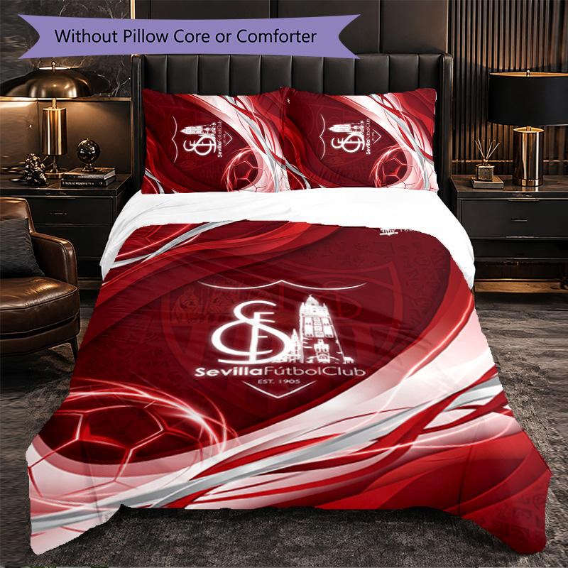 Sevilla FC Themed Bedding 3Pcs Duvet Cover Set Decorative Bed Linen For Teen Room Home Decoration