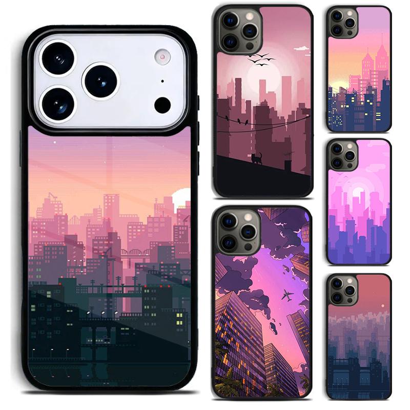 Cartoon City Lable Phone Case For iPhone 17 16 15 14 13 12 11 Pro Max Plus 17Air Soft Silicone Cover