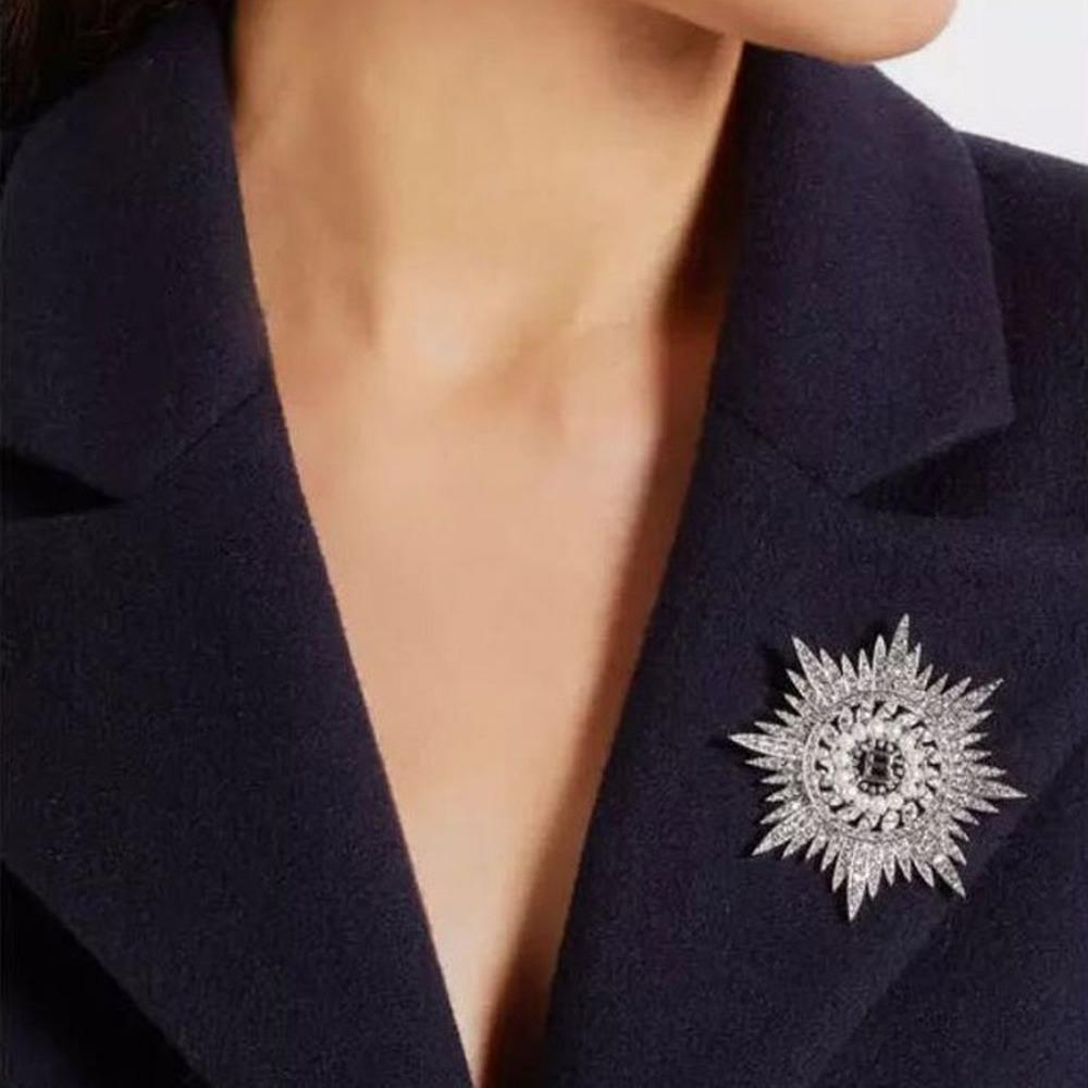 Винтаж Полный Стразы Жемчуг Письмо Большая Брошь Булавка Невесты Серебряные Кристаллы Корона Броши